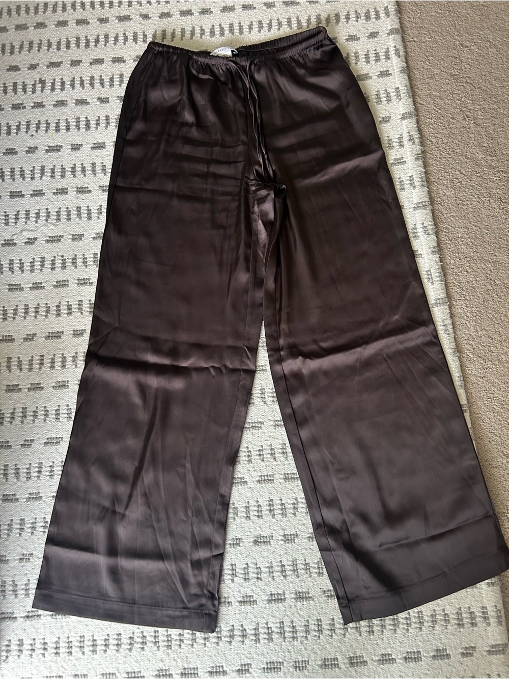 Silky Wide-Leg Brown Pants